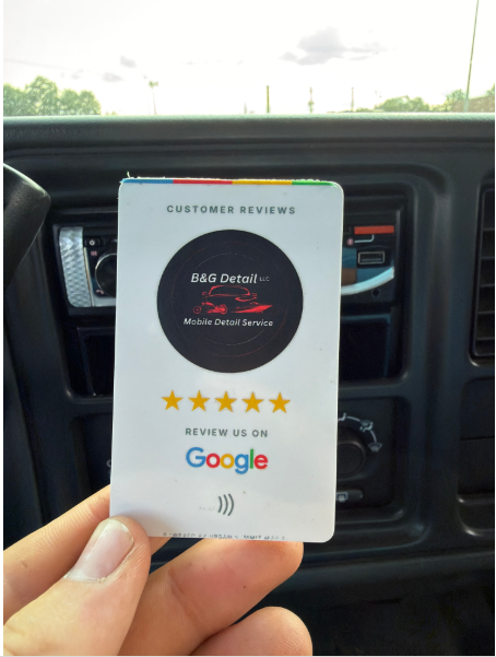 B&G Detail's NFC review card
